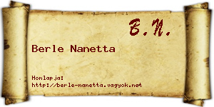 Berle Nanetta névjegykártya
